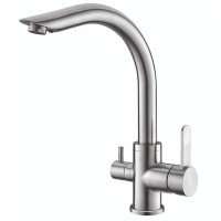 Кухонный смеситель на две воды  Koer KI-72019-02 KR4796 из нержавеющей стали